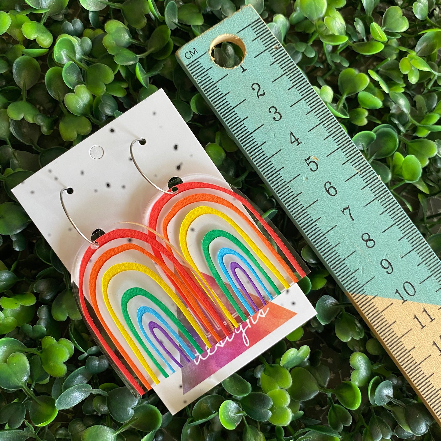 Rainbow Earrings. Fabulous Hand Painted Acrylic Rainbow Hoop Statement Earrings. The Perfect POP of Colour to Brighten any Day!