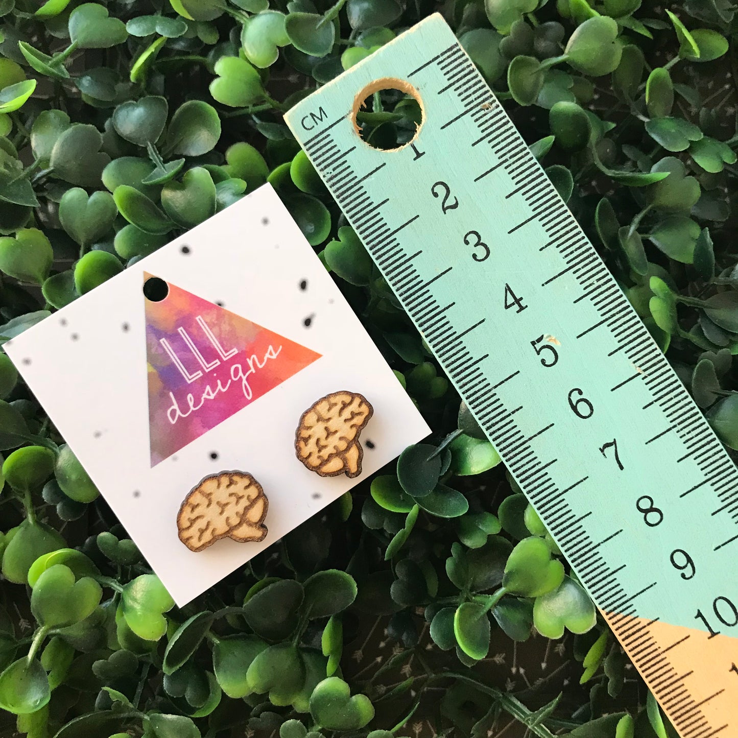 Laser Etched Brain Stud Earrings.