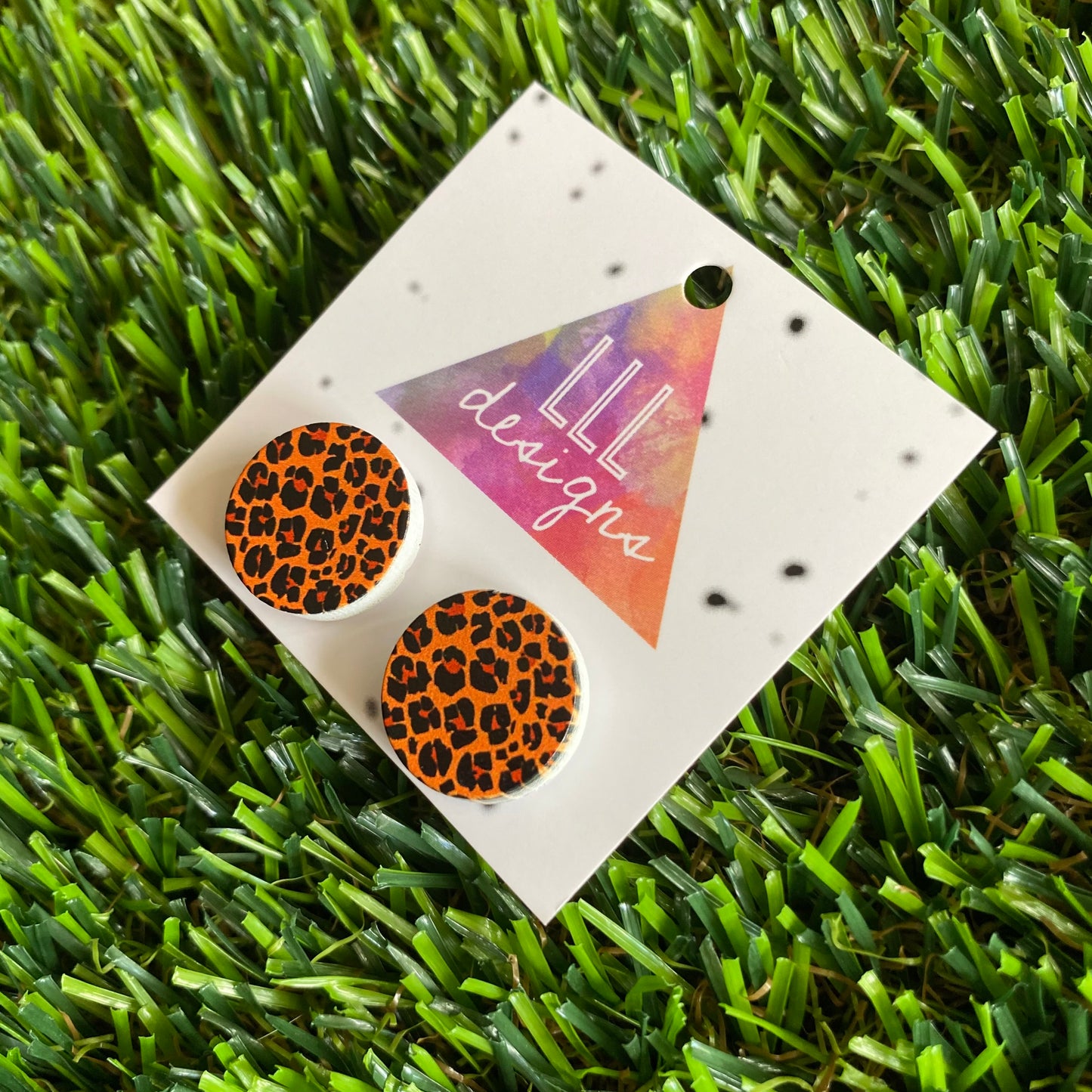 Roarsome Leopard Print - Printed Timber Stud Earrings.