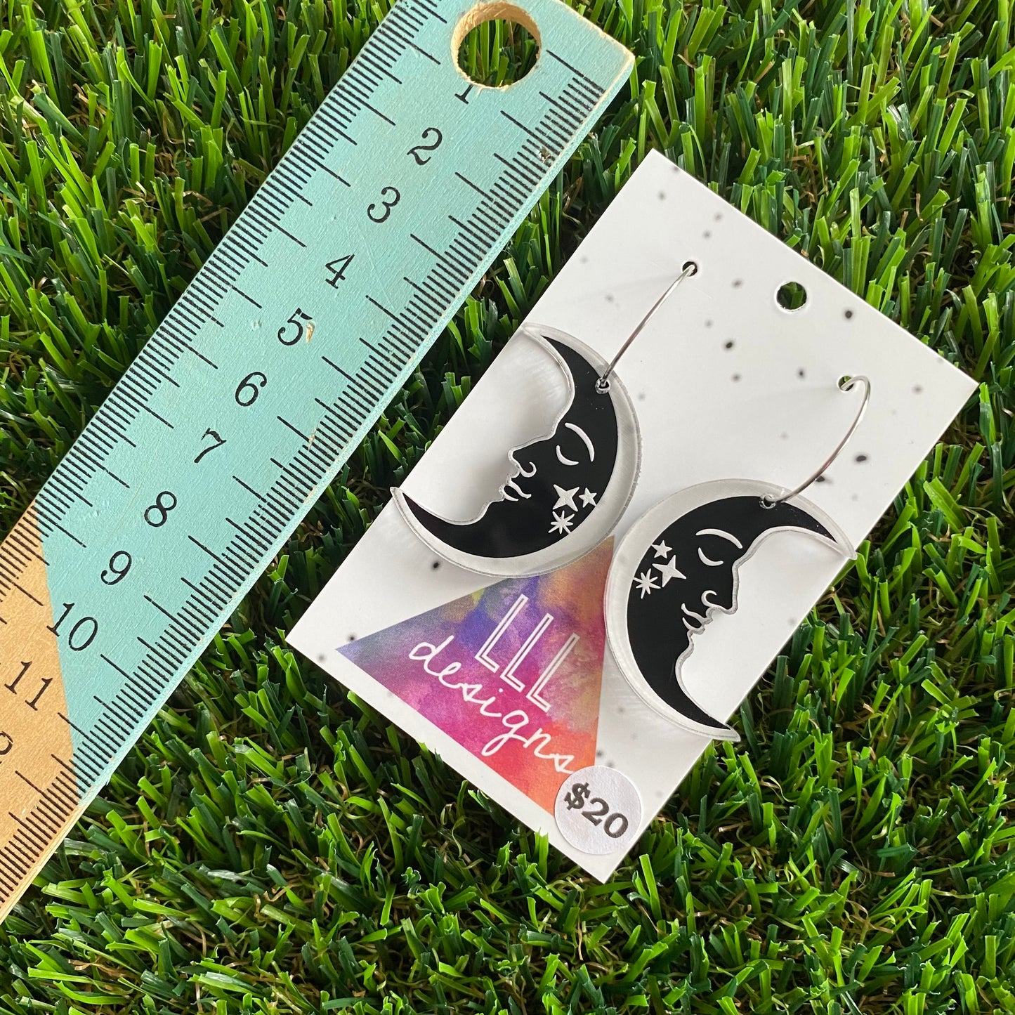 Goodnight Moon Hoop Dangle Earrings