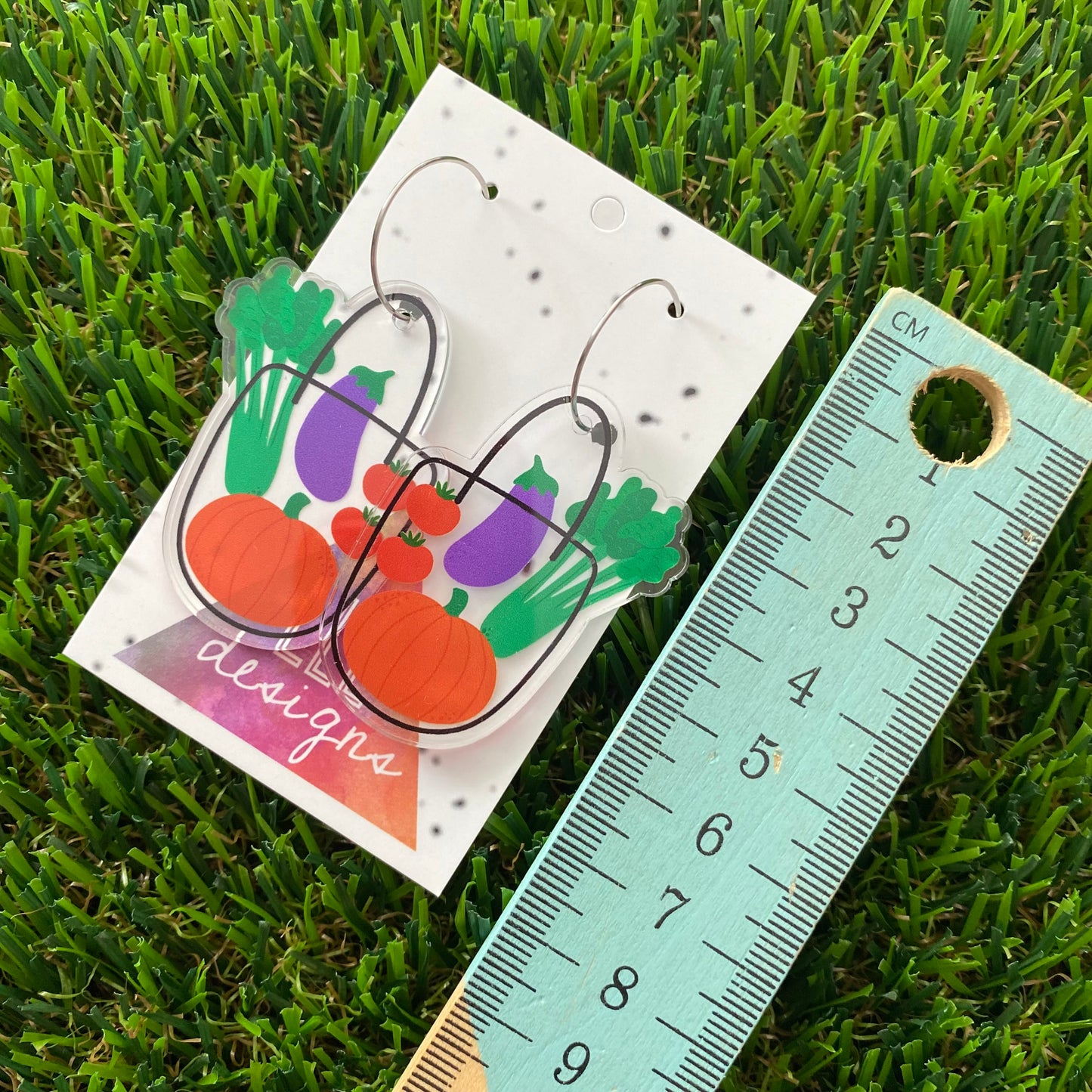 Veggie Shopper Hoop Dangle Earrings - Super Cute!!!