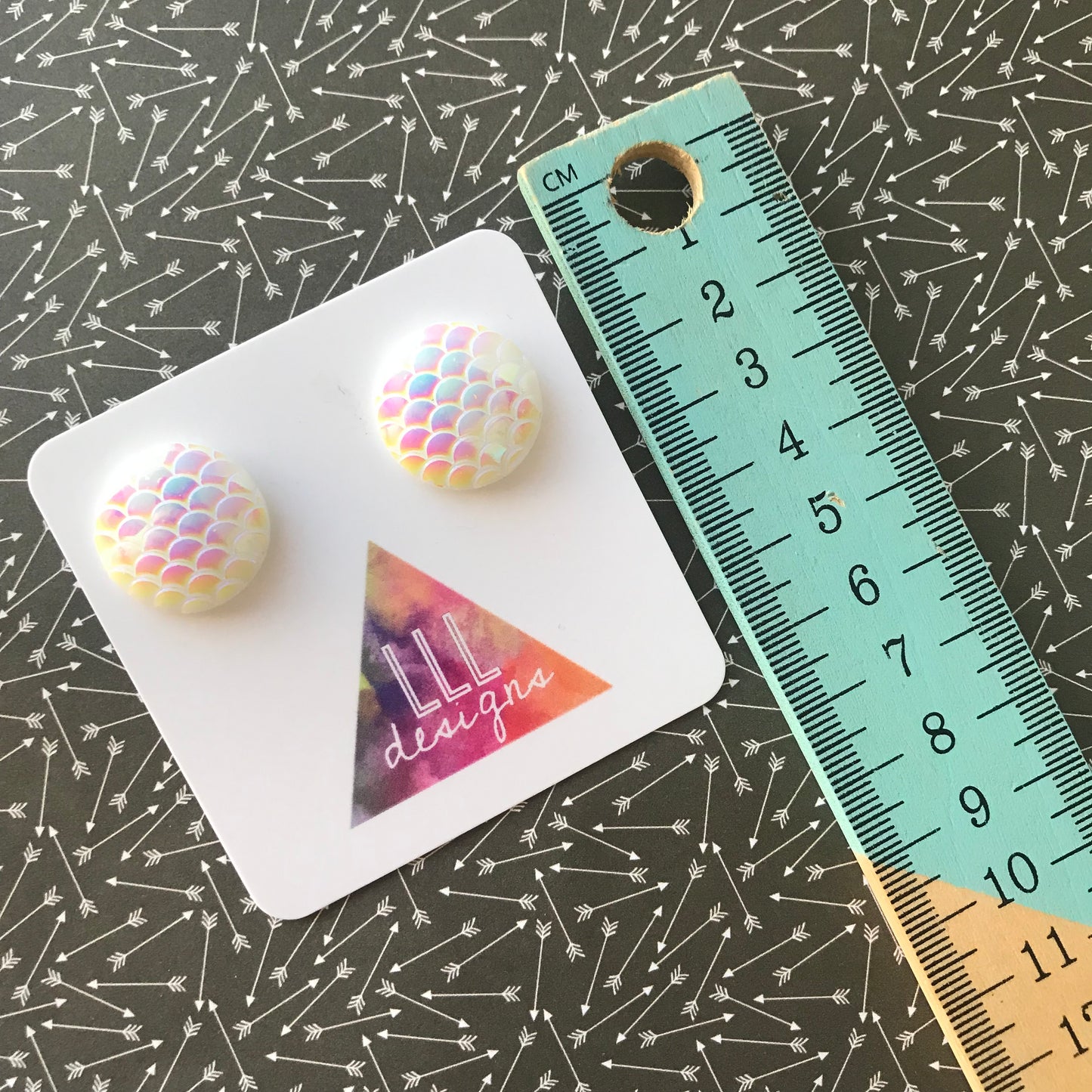 Holographic White Mermaid Scale Stud Earrings - Magical Earrings!