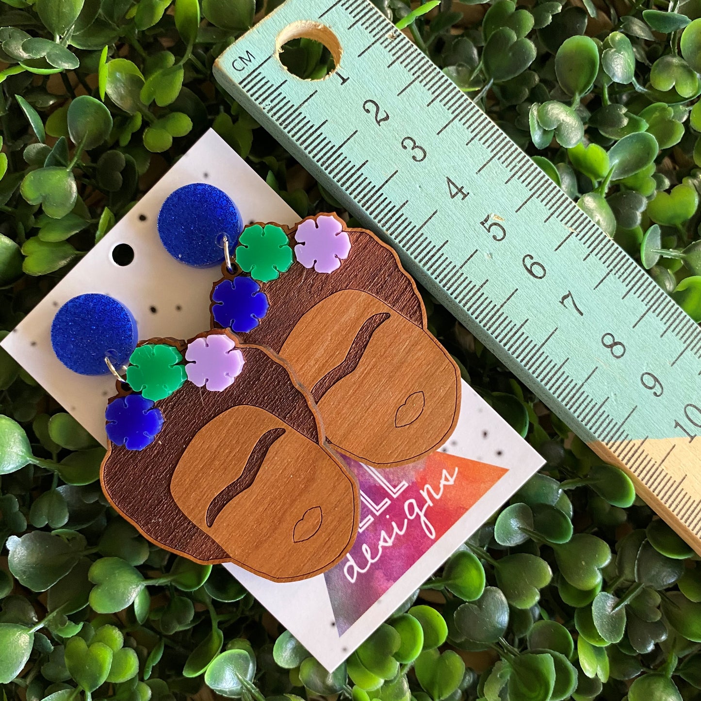 Fabulous Frida Stacked Statement Dangle Earrings. (Blue Edition)