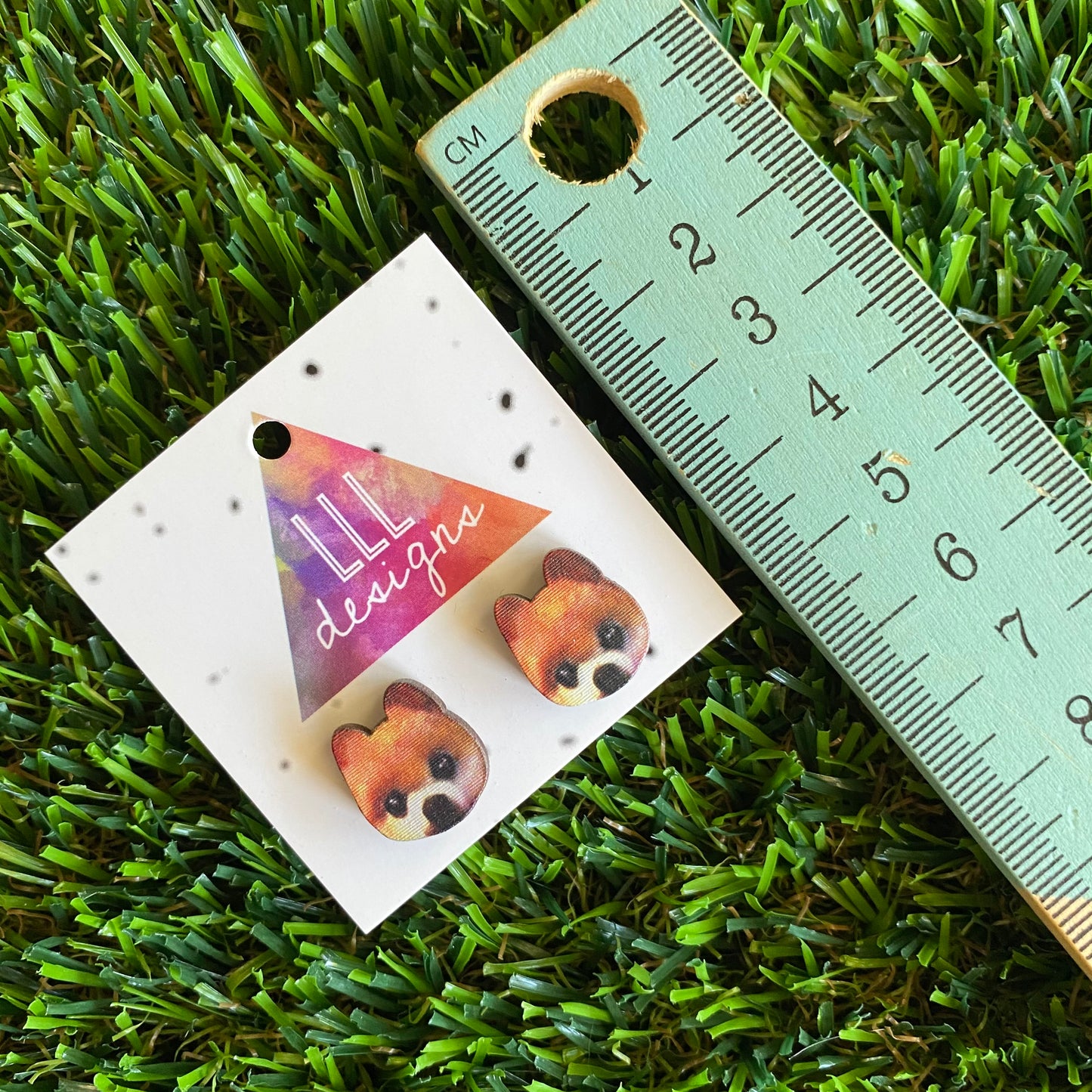 Pomeranian Dog Earrings - Printed Timber Pomeranian Dog Stud Earrings.