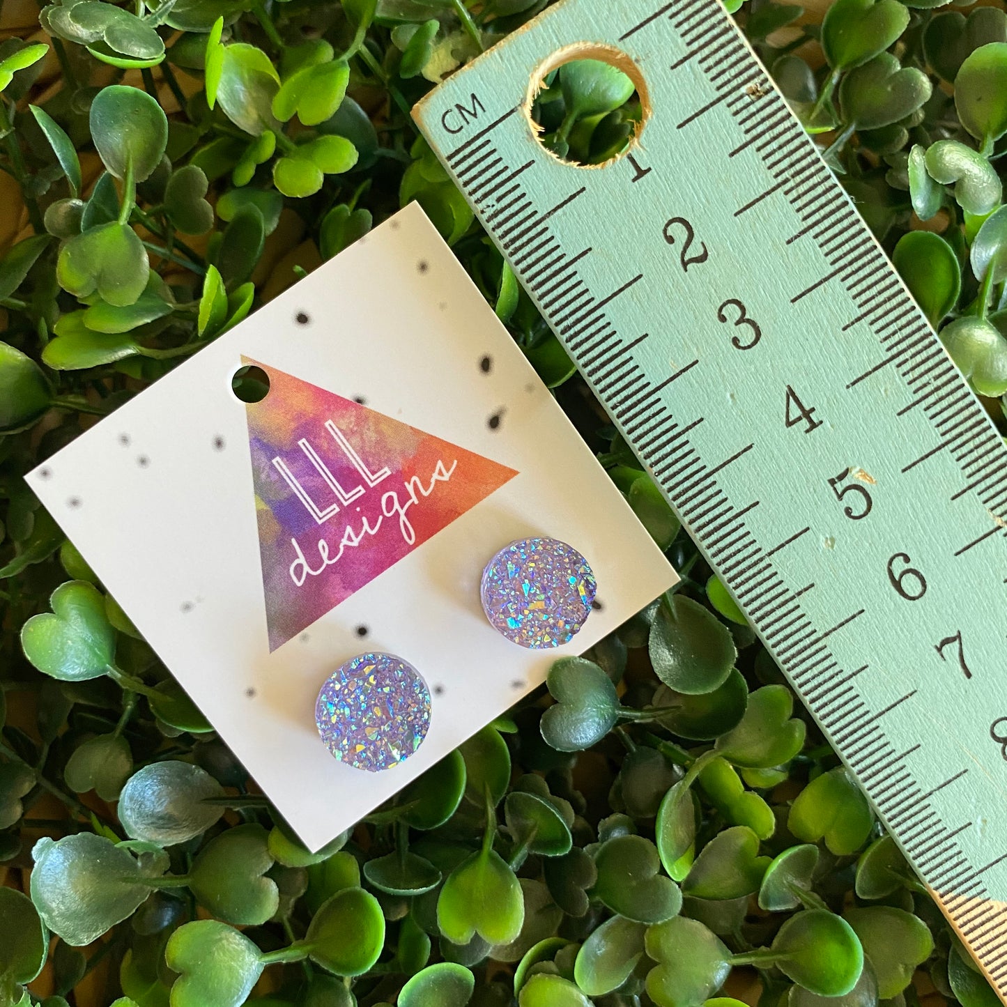 Mauve Faux Druzy Stud Earrings.