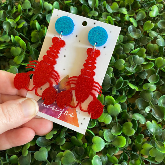 Living Large Lobster Statement Dangles - Medium Size :)