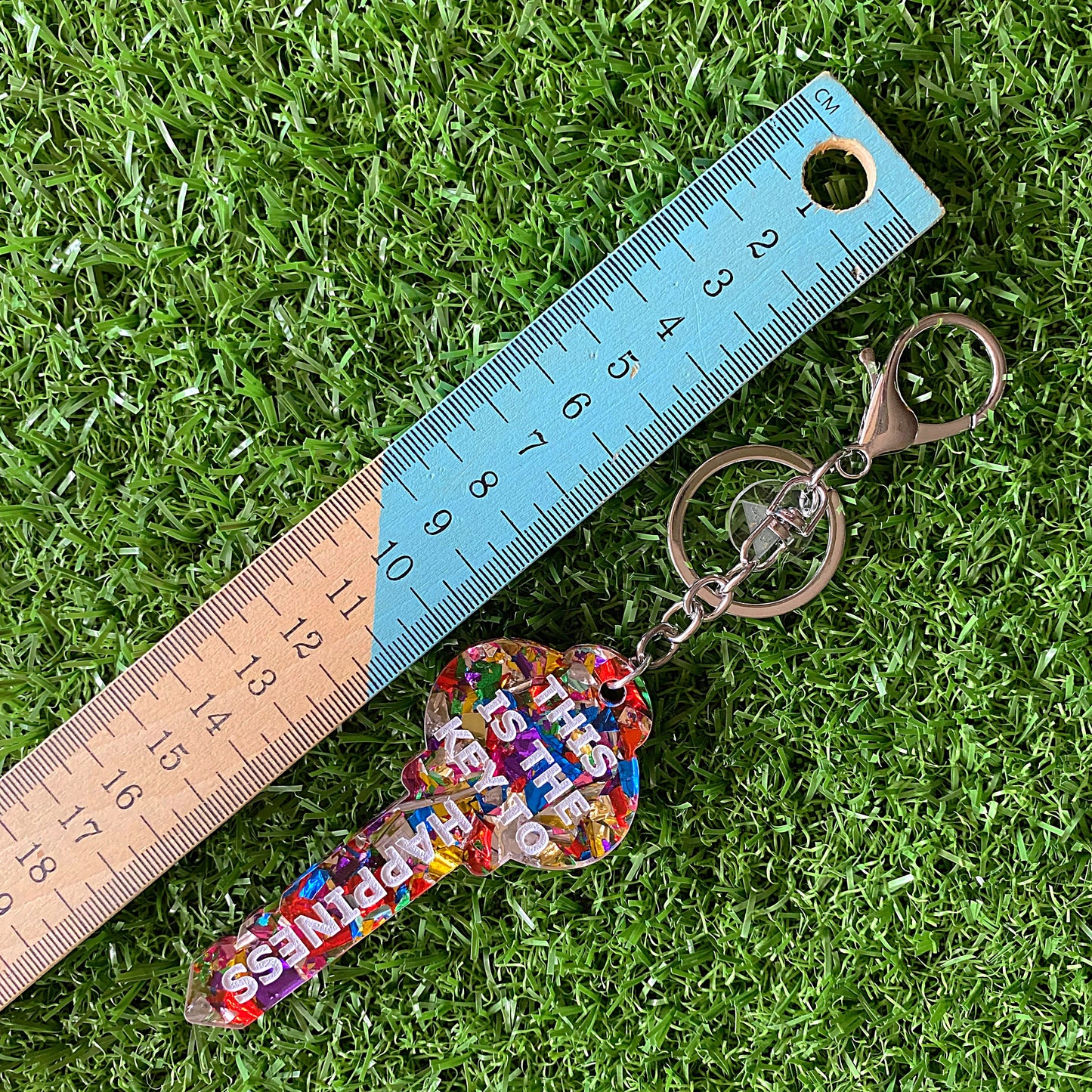 "THIS IS THE KEY TO HAPPINESS" Statement Acrylic Keyring.