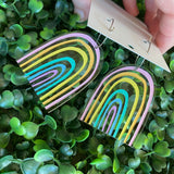 Rainbow Earrings. Fabulous Hand Painted Acrylic Pastel Rainbow Hoop Statement Earrings.