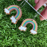 Rainbow Earrings. Hand Painted Timber Pastel Rainbow Hoop Earrings. MEGA SIZE!!