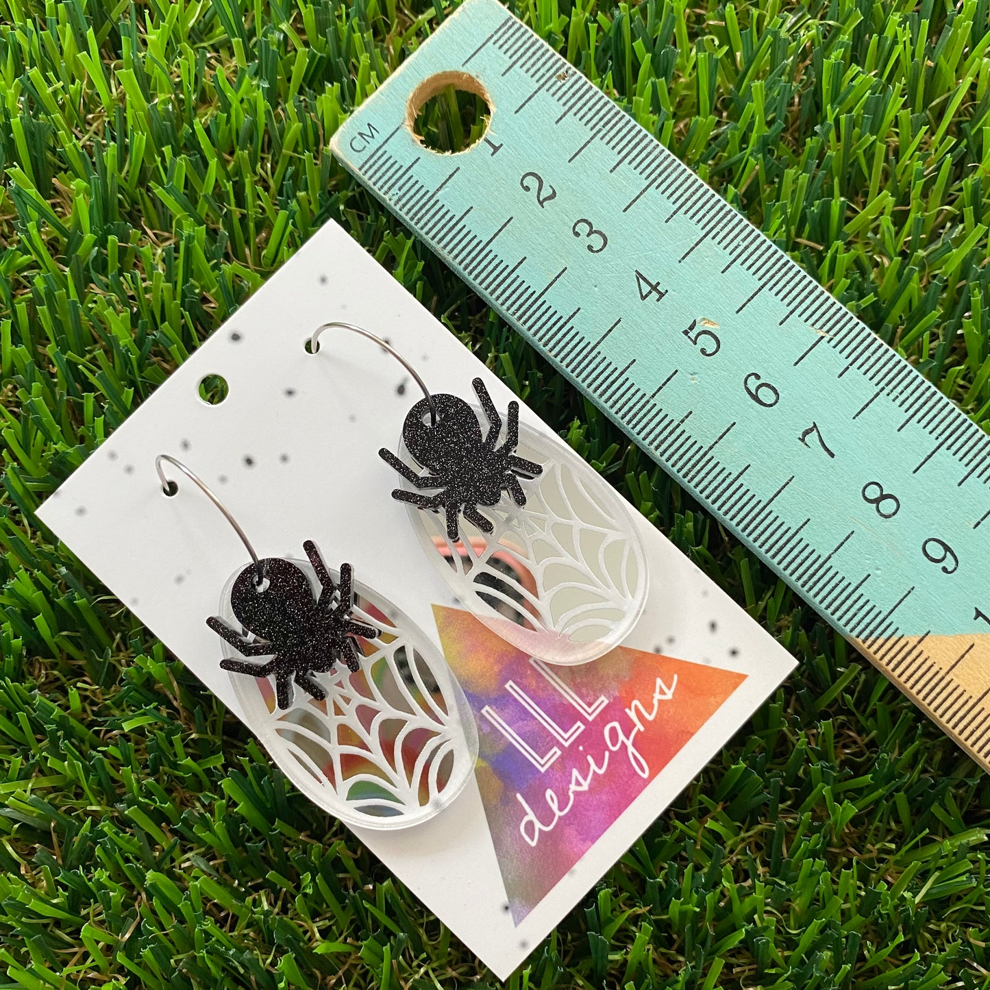 Spider and Web Hoop Dangle Earrings - Can be worn 4 different ways!