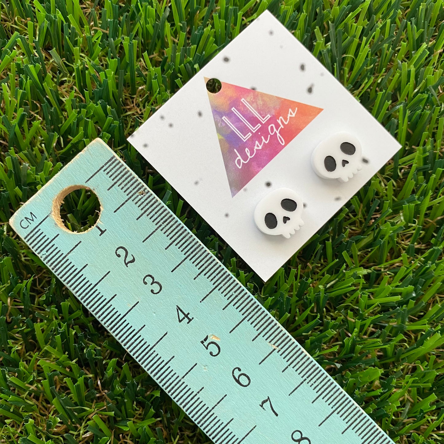 Hand Painted Skull Stud Earrings - Perfect Fun Little Size :)