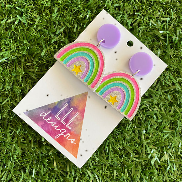 Rainbow Earrings - Star Delight Rainbow Dangle Earrings - Magic for your Lobes :) - Small Size