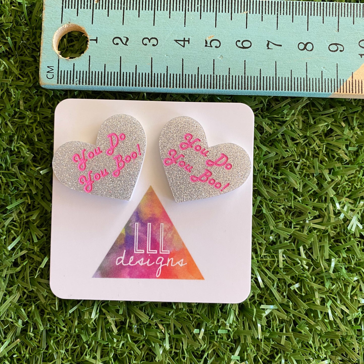 Love Heart Stud Earrings - You Do You Boo! Glitter Statement Studs - These Babes just scream I am ME! AND I am FABULOUS! And SO ARE YOU!!!!!