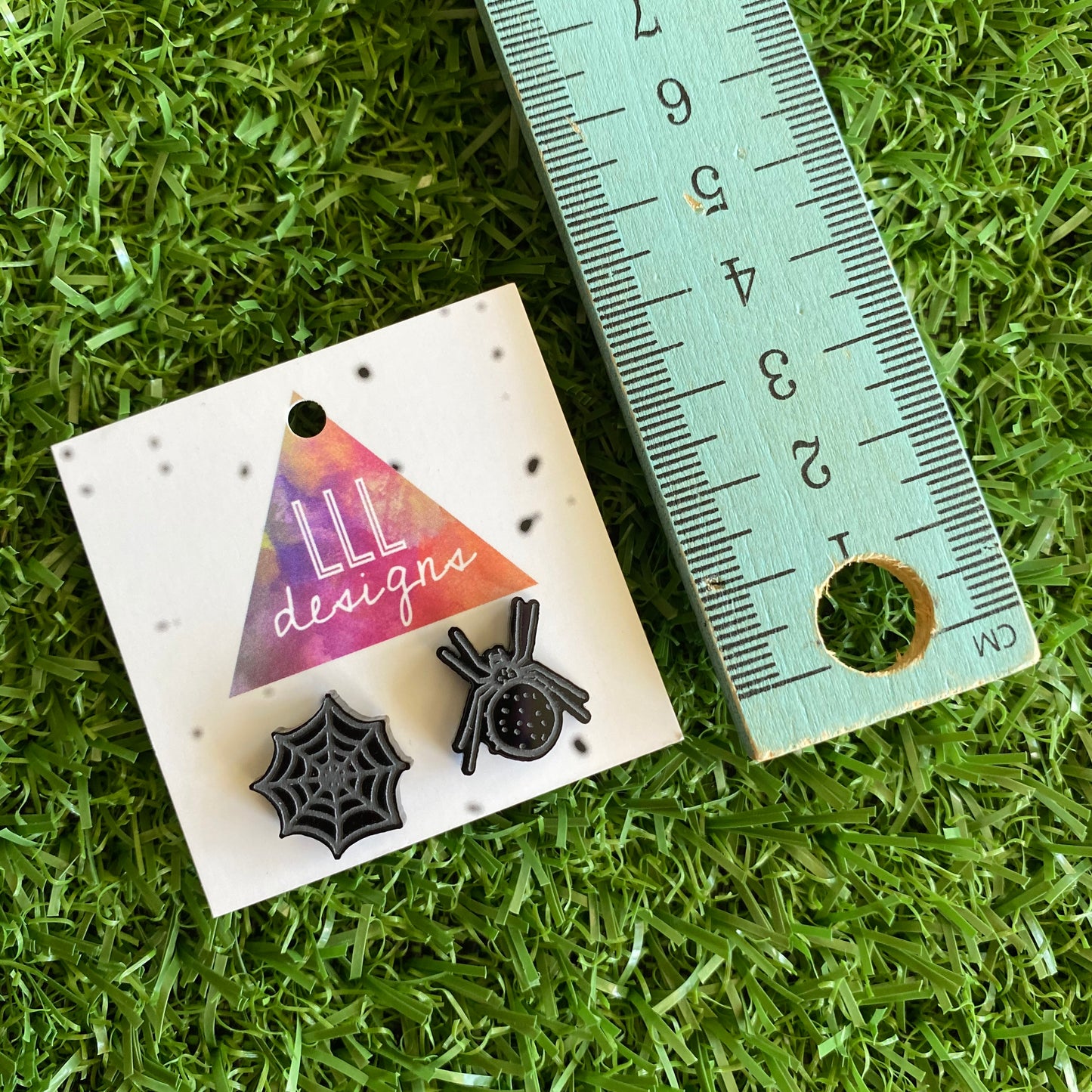Spider Earrings - Spider Web Earrings - Black Widow Mis Match Spider Earrings. Detailed Laser Etched Spider and Web Earrings.
