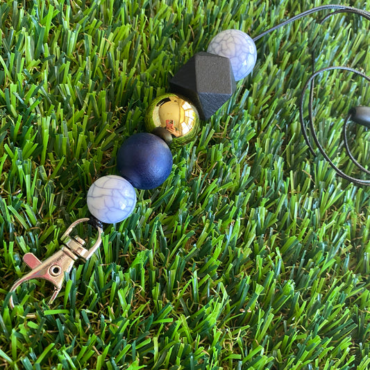 Lanyard - ID Holder - Designer Lanyard, featuring Black, Navy, Marble and Gold Tones. Style F