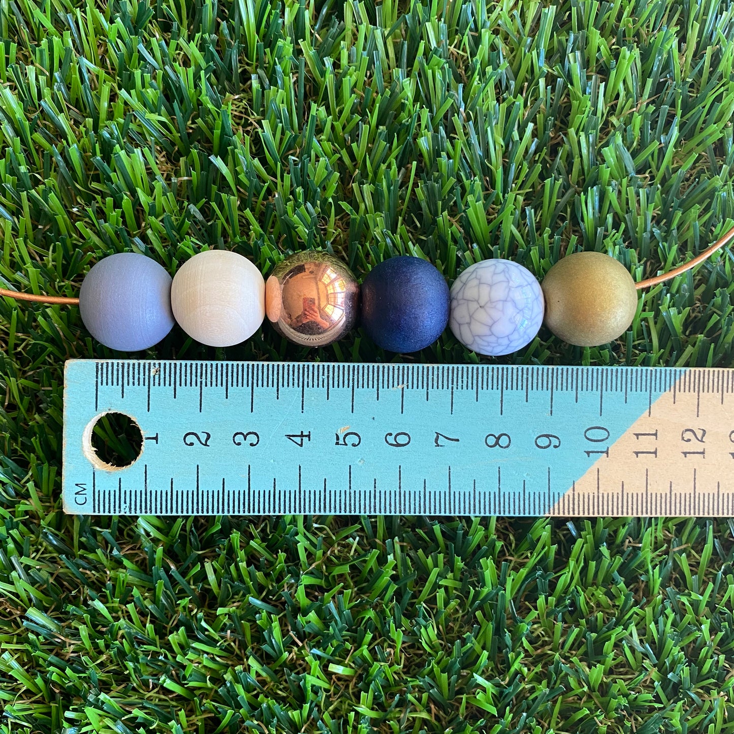 Leather Beaded Necklace - Handmade Lightweight Designer Necklace Made with Adjustable Sliding Knots - Featuring Navy, Rose Gold, Timber, Grey, Marble and Gold Accents.