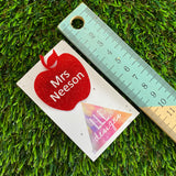 Apple Brooch - Customised Teacher's Name Glitter Red Apple Brooch - Teacher Gift - End of year gif - Thank you gift.