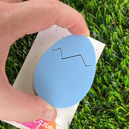 Easter Egg with Chick Pop-Up Brooch - Matte Pastel Blue