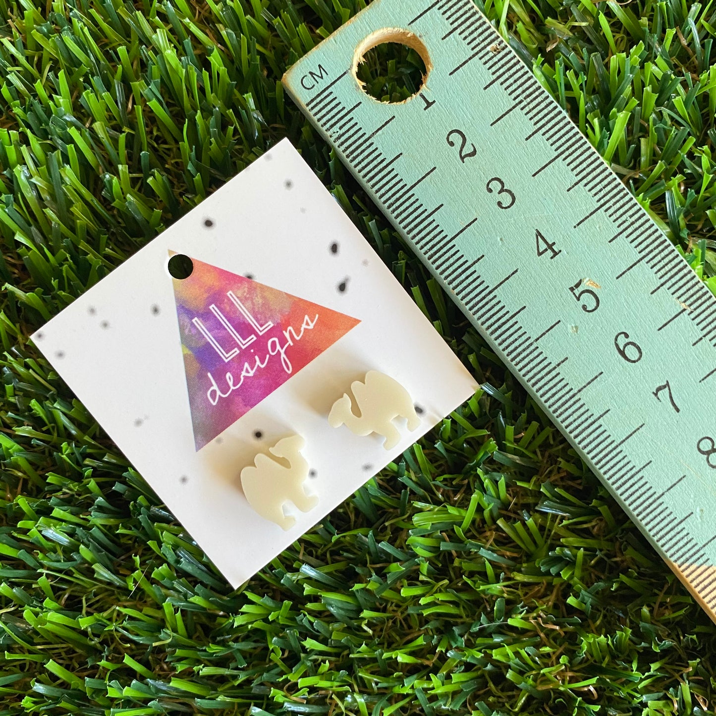 Camel Stud Earrings - Ivory Acrylic Camel Earrings.