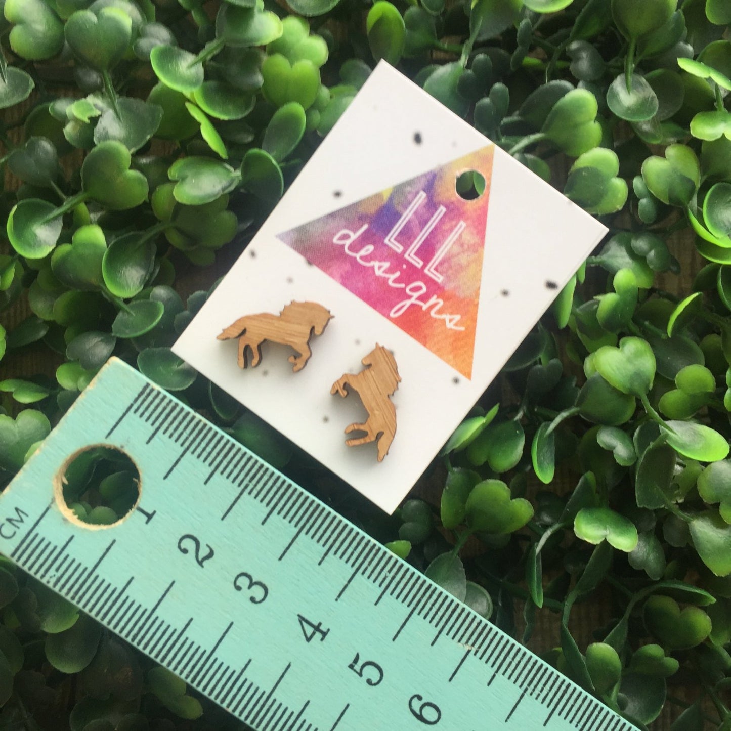 Galloping Bamboo Horse Stud Earrings. Laser Cut Bamboo Horse Earrings. Horse Love. Life's too short to wear boring Jewellery.