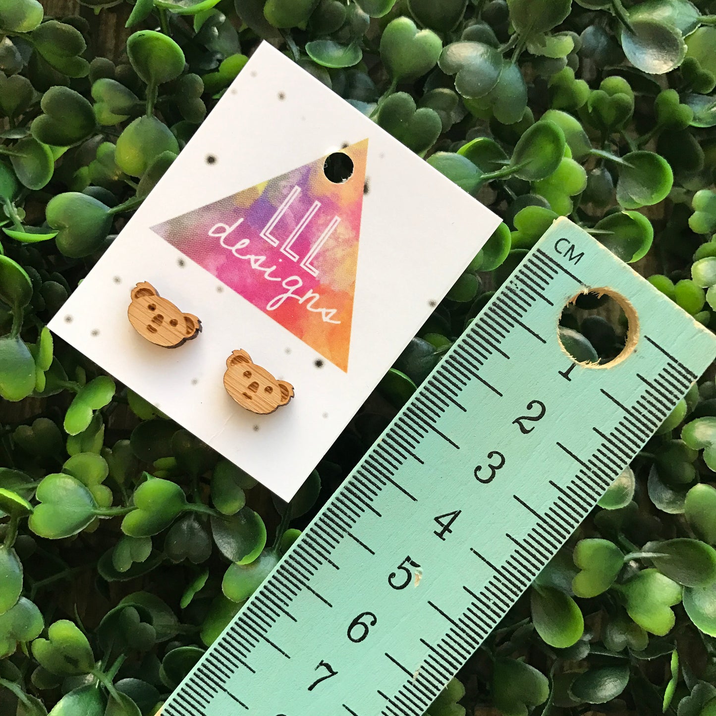 Bamboo Australian Koala Handmade Stud Earrings. Koala Face Earrings. Aussie Animal Earrings. Life's too short to wear boring Jewellery!!!!