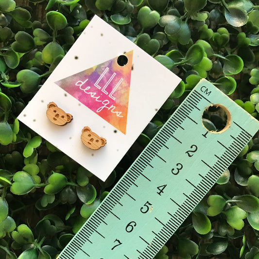 Bamboo Australian Koala Handmade Stud Earrings. Koala Face Earrings. Aussie Animal Earrings. Life's too short to wear boring Jewellery!!!!