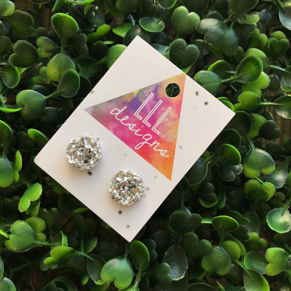 Bright Silver Druzy Style Stud Earrings. Fun and Fabulous Silver Handmade Earrings. Sparkle and Shine in these Babies. Be Bold - Be YOU!!!!