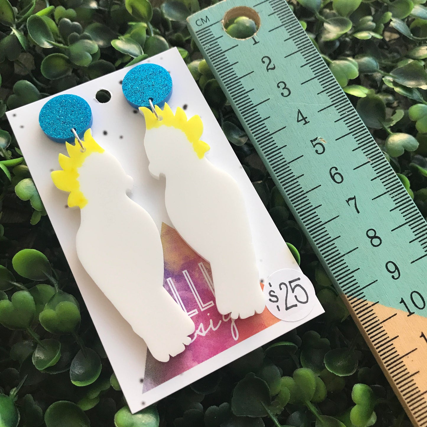 Cockatoo Statement Dangle Earrings. (mega size) Australian Earrings. Australian Native Bird. Quirky Earrings. Cocky Earrings.