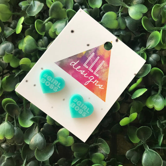 GirlBoss Statement Stud Earrings. Available in 3 different Colour ways - something for everyone's taste. Be BOLD - Be YOU!!!!!