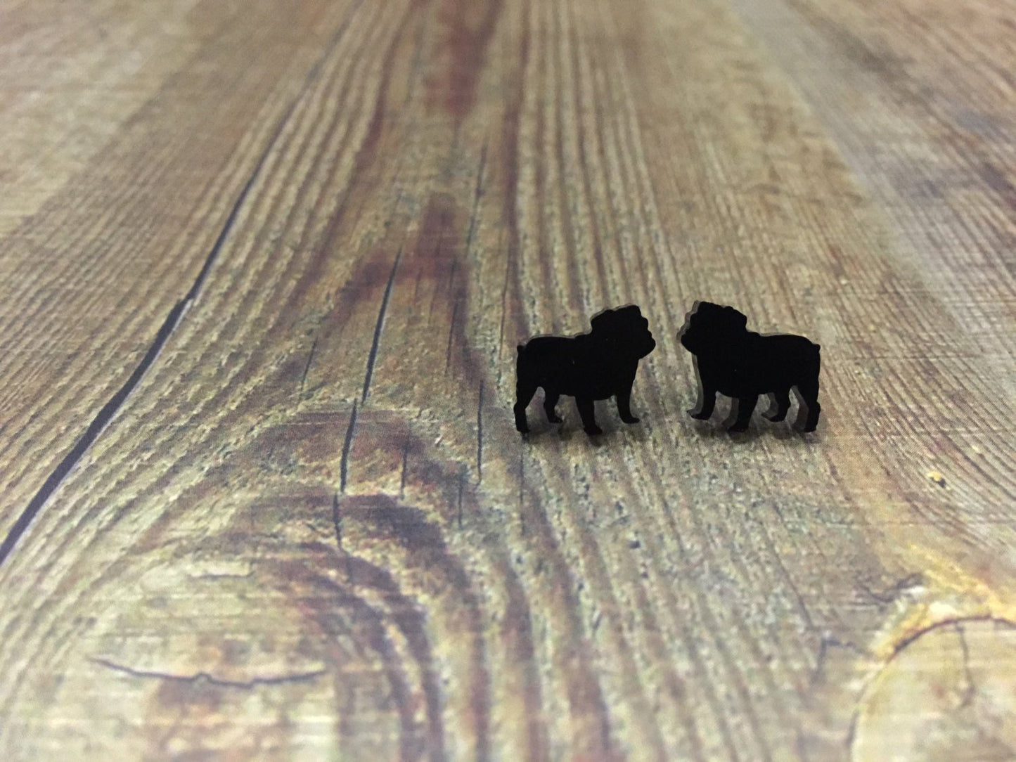 Super Cute British Bull dog Studs / Earrings. Puppy love. Bull dog love. Bulldogs rock. Bulldogs Rules. Laser Cut Earrings. Handmade Studs.