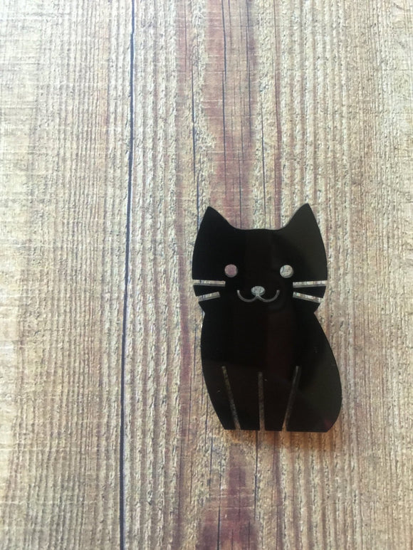 Super Cute Cat Brooch. Kitty Brooch. Cat Brooch. I Love Cats. Cats Rock. Cats Rule. Black Cat Brooch.
