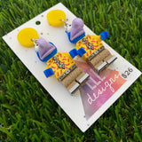 Brick Character Puppet Monster Dangle Earrings - Featuring Yellow Tops!