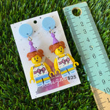 Birthday Girl Brick Character With Party Hats - Featuring Light Blue Tops!