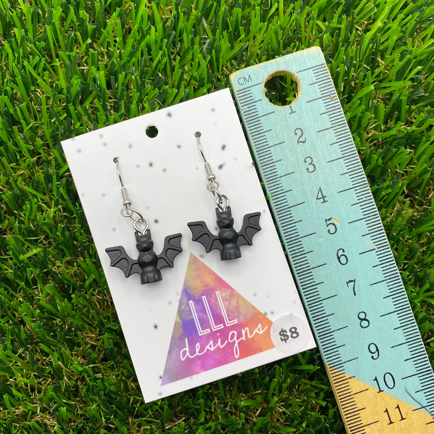 Spooky Bat Brick Animal Hook Earrings - Super Lightweight!