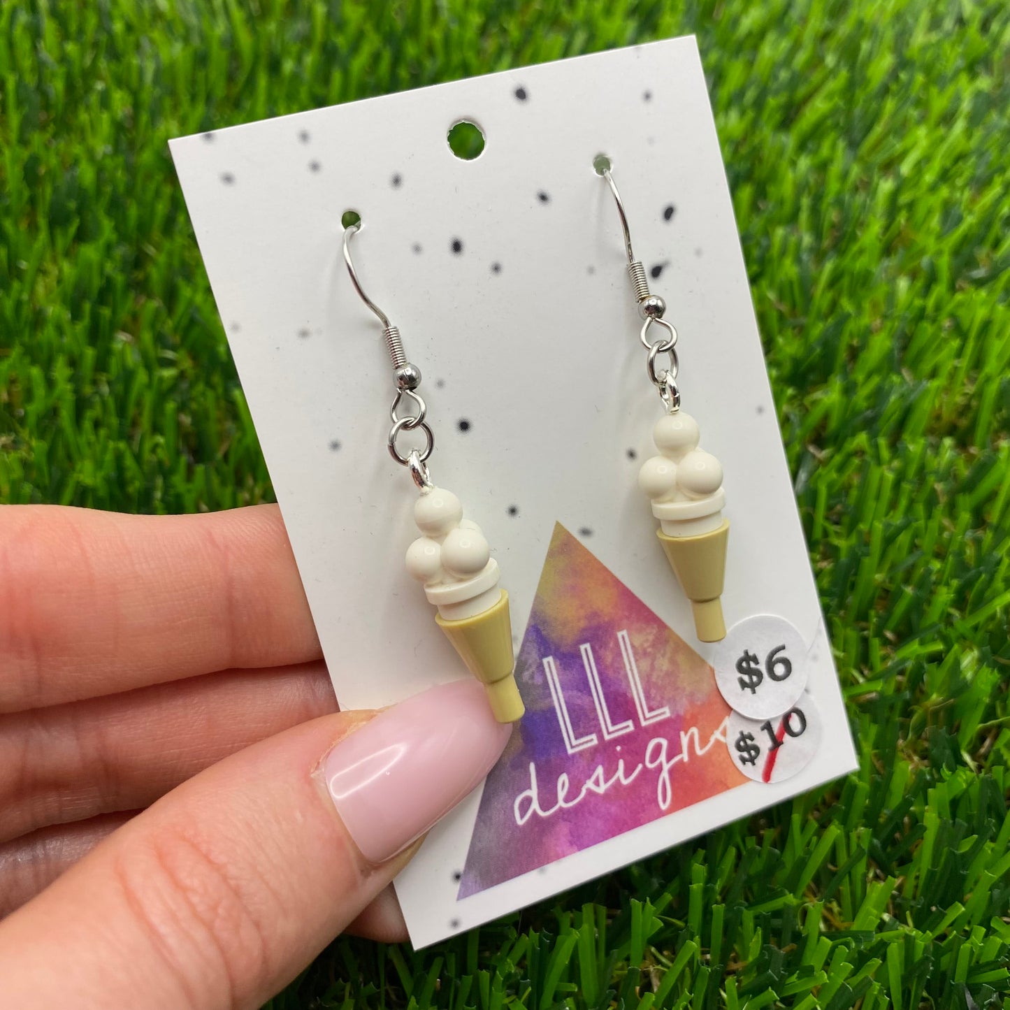 Ice Cream Brick Hook Earrings - Vanilla - Super Lightweight!