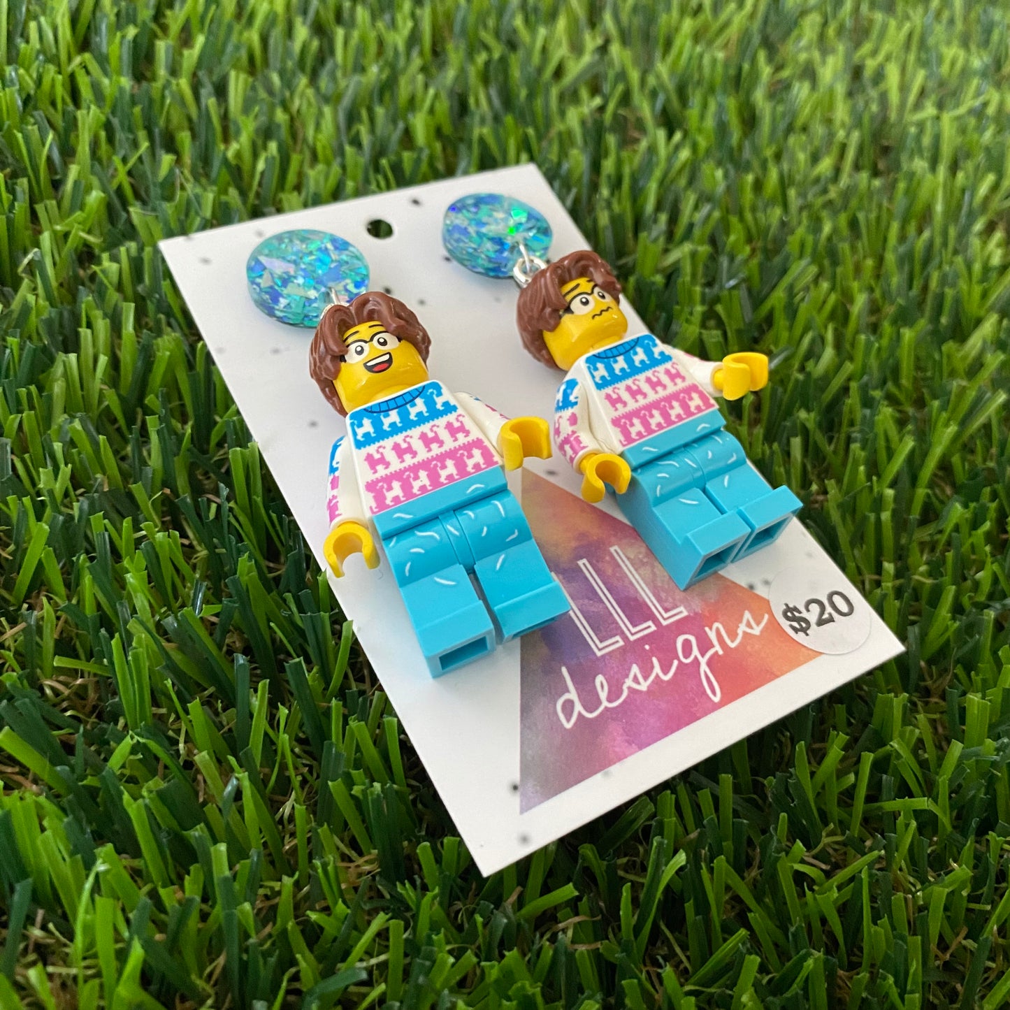Crazy Cat Man Brick Character - Featuring Blue Shatter Tops!