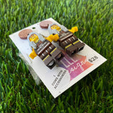 Warrior Cat Lady Brick Character with Additional Punk Cat Accessories - Featuring Brown Glitter Tops!