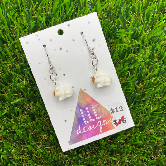 White And Brown Hamster/ Guinea Pig Brick Animal Earrings - Super Lightweight!