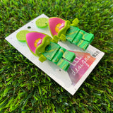 Venus Flytrap Costumed Brick Character - Featuring Lime Green Glitter Tops!