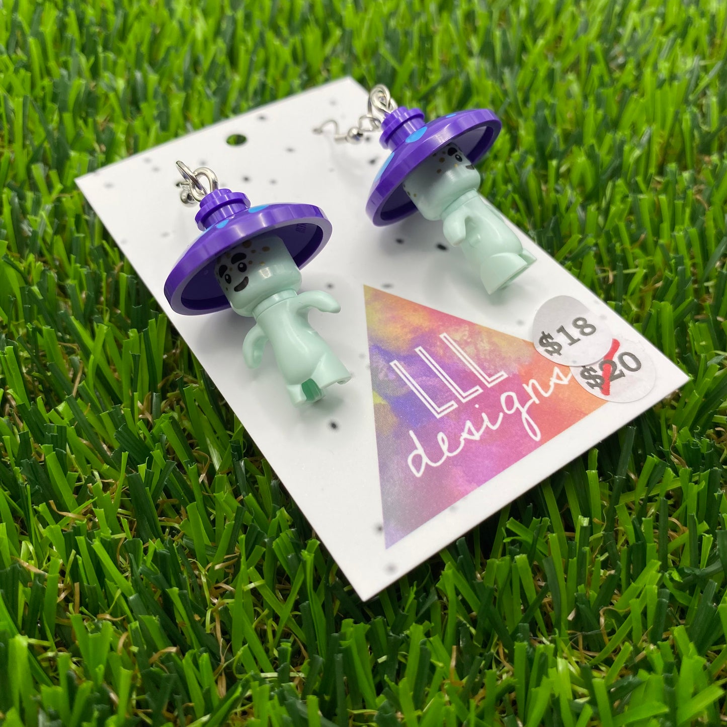 Mushroom Character Brick Style Hook Earrings!