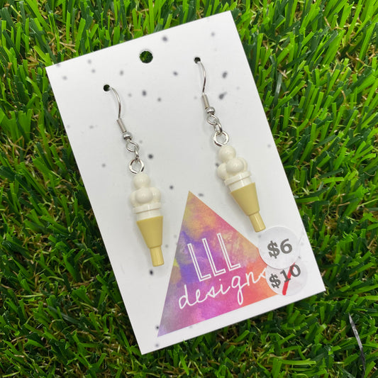 Ice Cream Brick Hook Earrings - Vanilla - Super Lightweight!