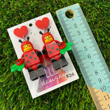 Ladybug Costumed Lady Brick Character - Featuring Red Heart Glitter Tops!