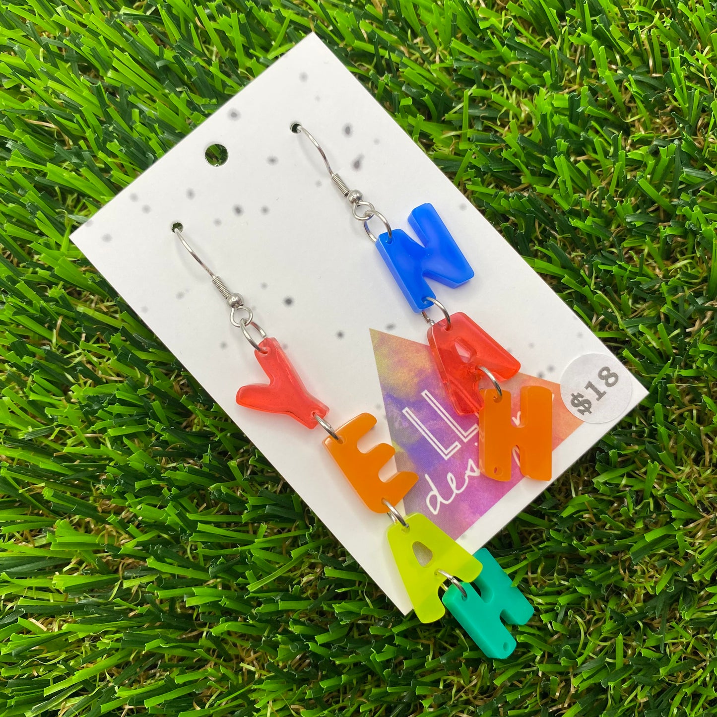 Resin Earrings - Yeah Nah Dangle Earrings Featuring a Hook Top! #Version2