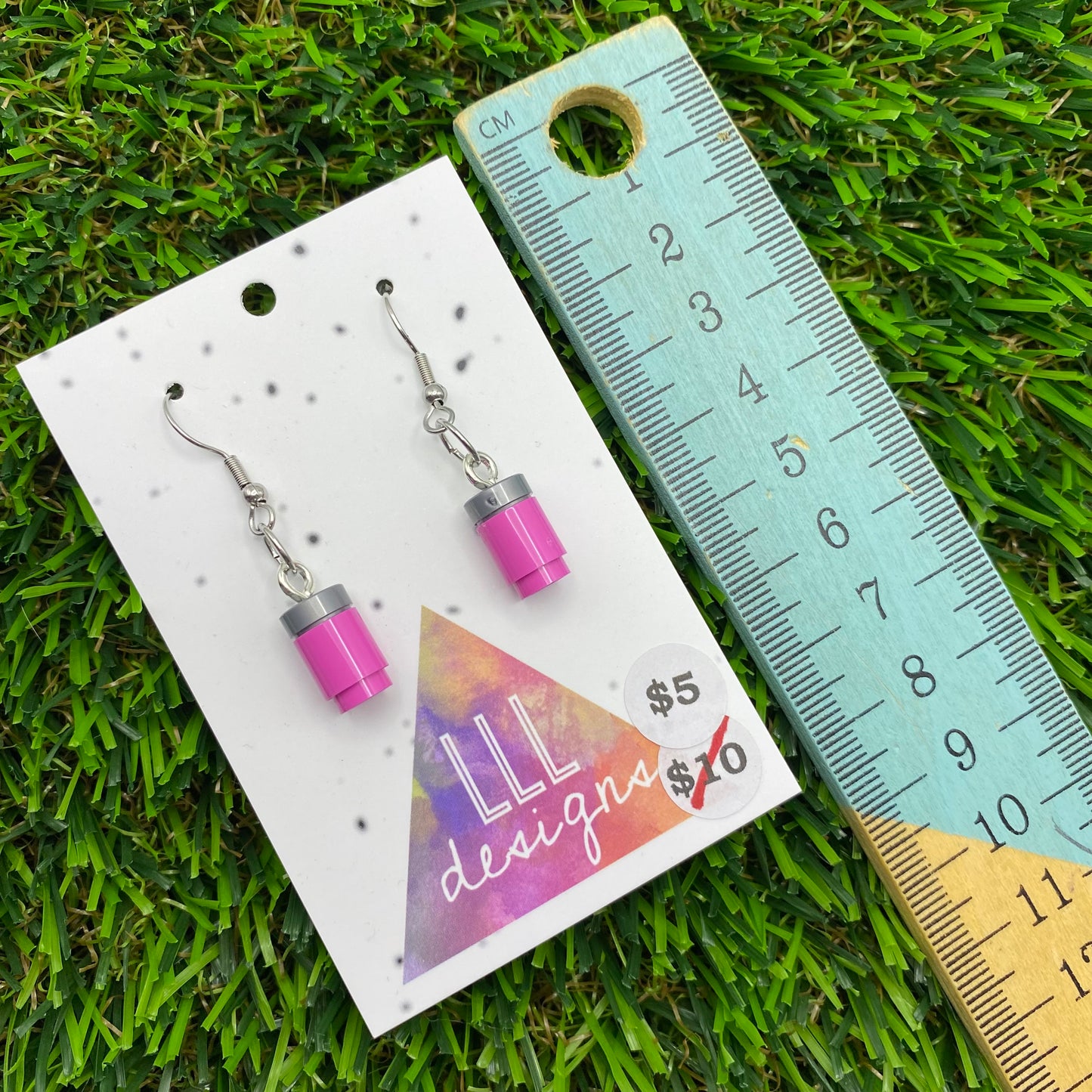 Soda Can/ Soft Drink Can Brick Hook Earrings - Pink - Super Lightweight!