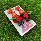 Ladybug Costumed Lady Brick Character - Featuring Red Heart Glitter Tops!