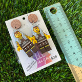 Warrior Cat Lady Brick Character with Additional Punk Cat Accessories - Featuring Brown Glitter Tops!