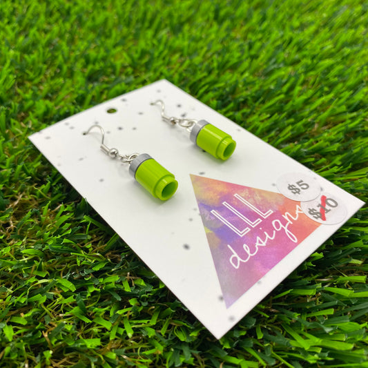 Soda Can/ Soft Drink Can Brick Hook Earrings - Green - Super Lightweight!