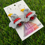 Brick Character Happy Flappy Elephant Dangle Earrings - Featuring Surgical Stainless Steel Silver Hoops!