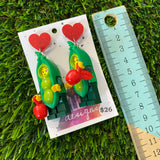 Pea Pod Costumed Brick Character With Apples - Featuring Red Heart Glitter Tops!