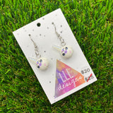 White Plush Unicorn Brick Animal Hook Earrings - Lightweight!